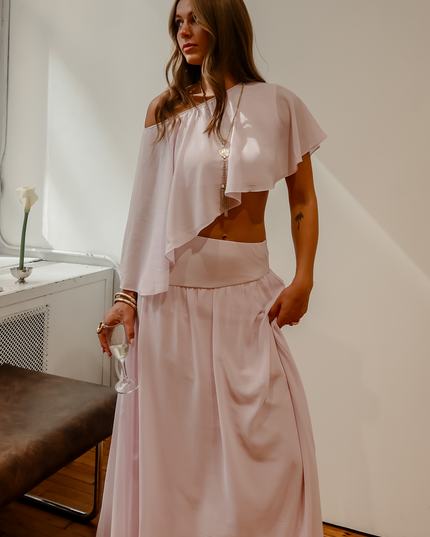 Blush Cutout Flutter Crop Top