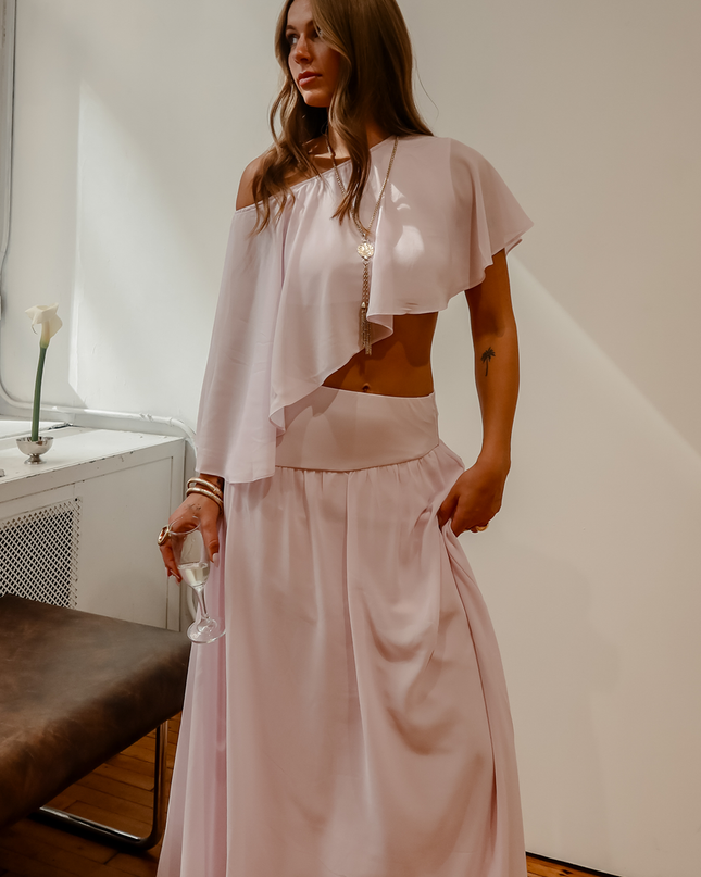 Blush Cutout Flutter Crop Top