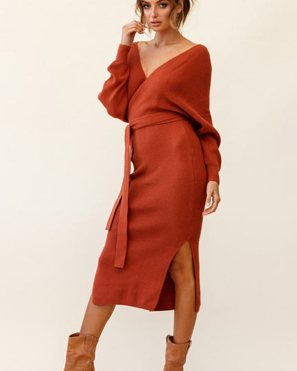 Camel Knit Midi Dress