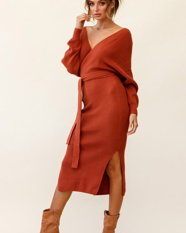 Camel Knit Midi Dress