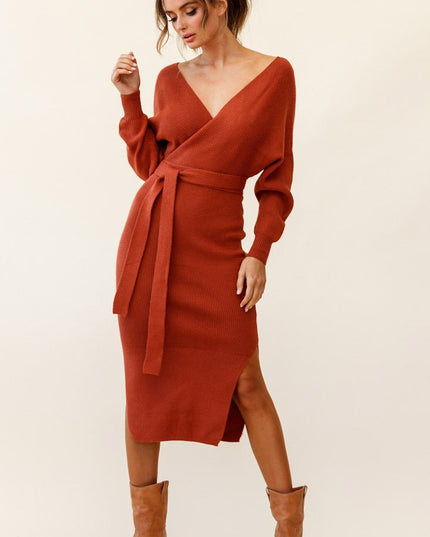 Camel Knit Midi Dress