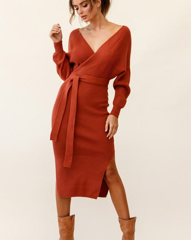 Camel Knit Midi Dress