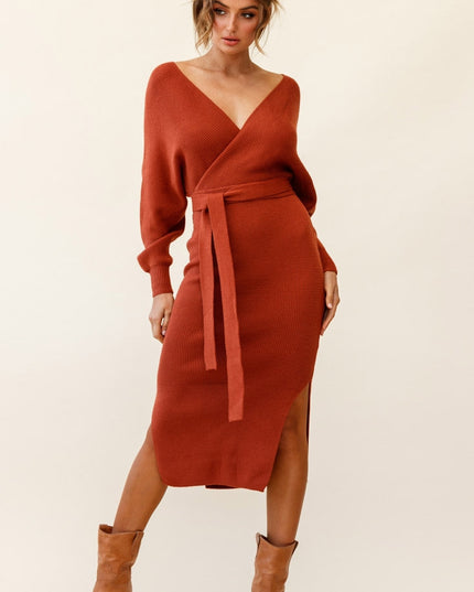 Camel Knit Midi Dress