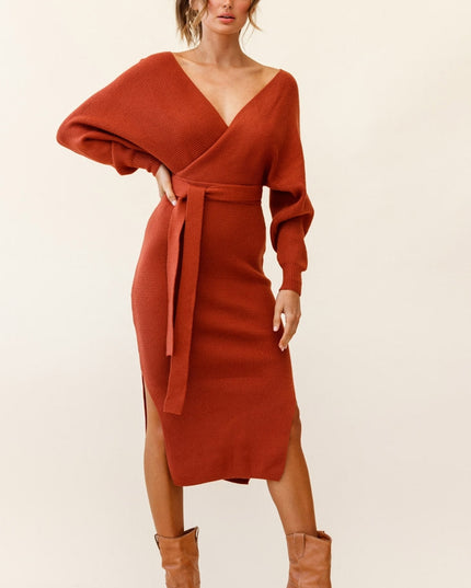 Camel Knit Midi Dress