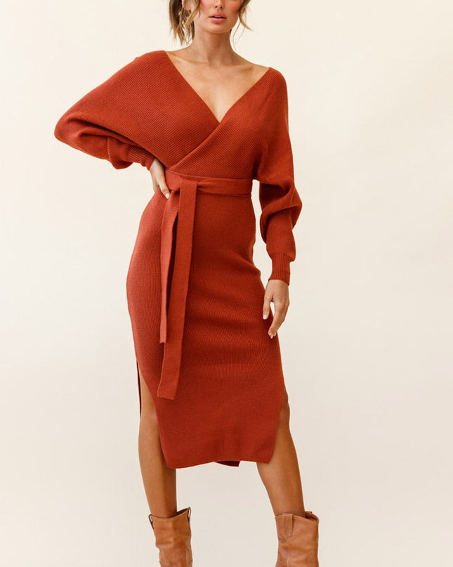 Camel Knit Midi Dress