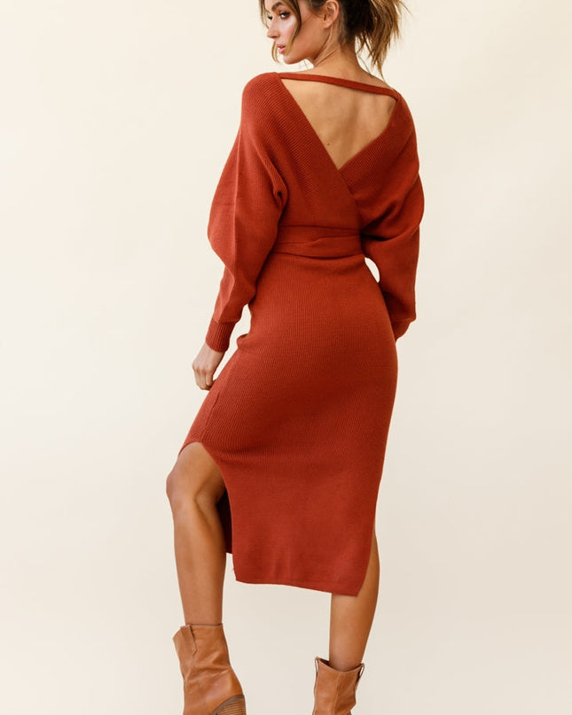 Camel Knit Midi Dress