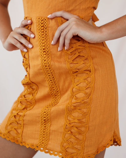 Embroidered Bandeau Dress Sunset