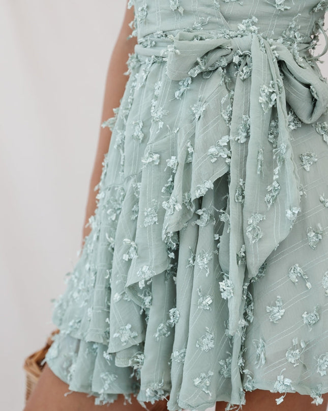 Olive Embellished Chiffon Dress