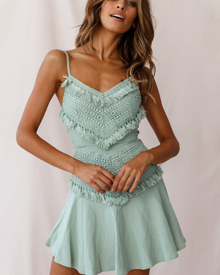 Pistachio Applique A-Line Dress