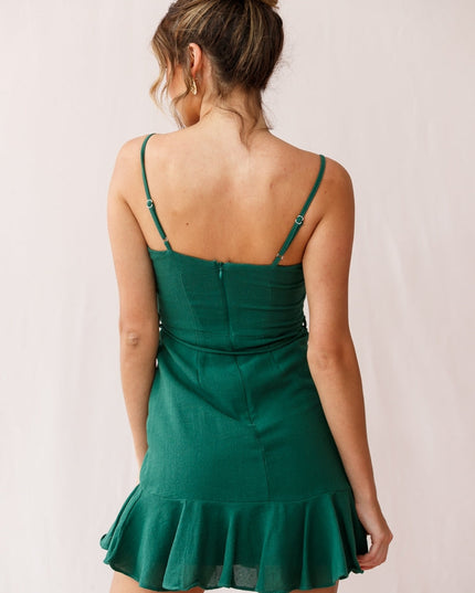 Forest Green Chiffon Mini Dress