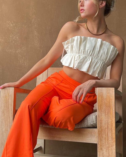 White Ruffle Crop Top