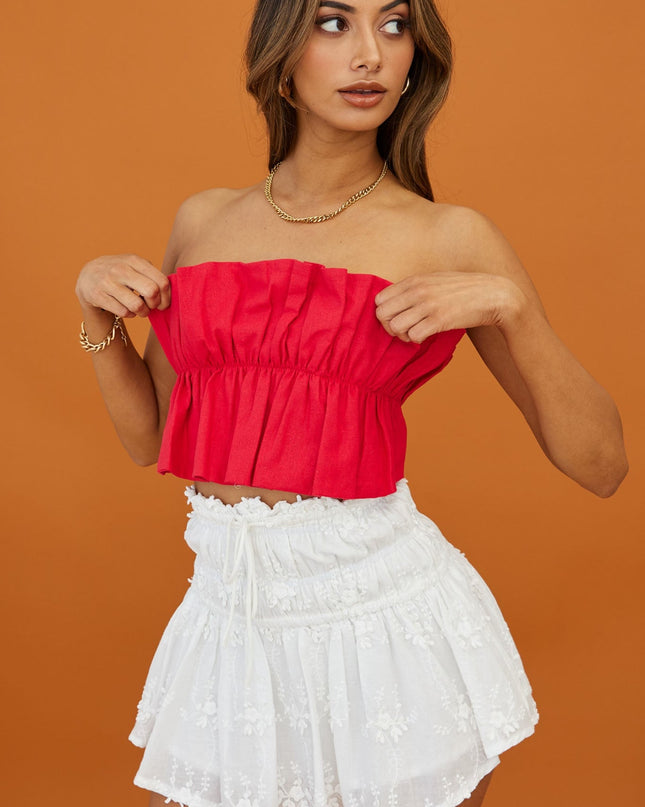 Red Ruffle Crop Top
