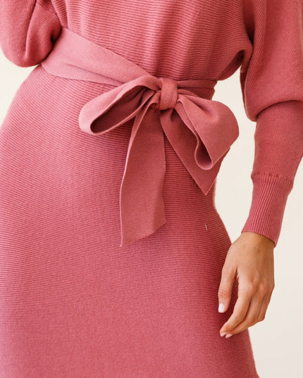 Rose Honey Cold Shoulder Knit Dress