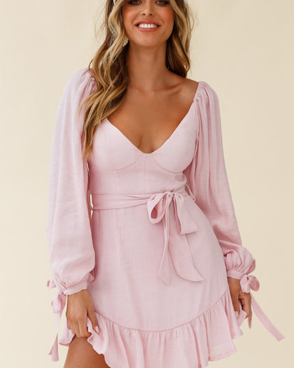 Blush Balloon Sleeve Molded Bust Dress