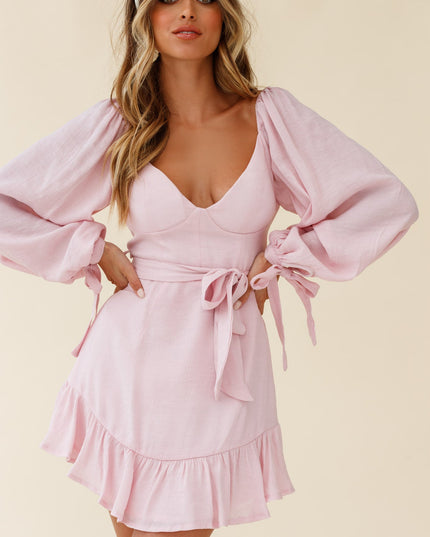 Blush Balloon Sleeve Molded Bust Dress