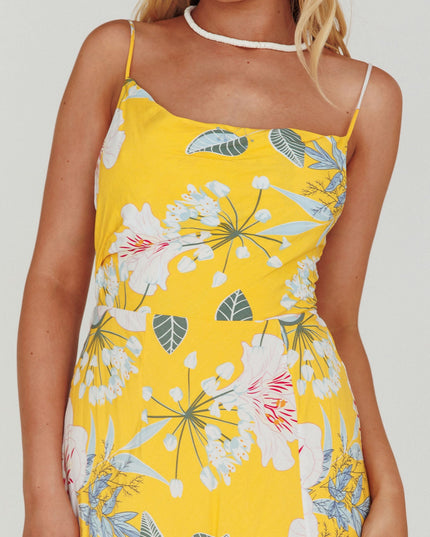 Mustard Front Split Midi Dress Lily