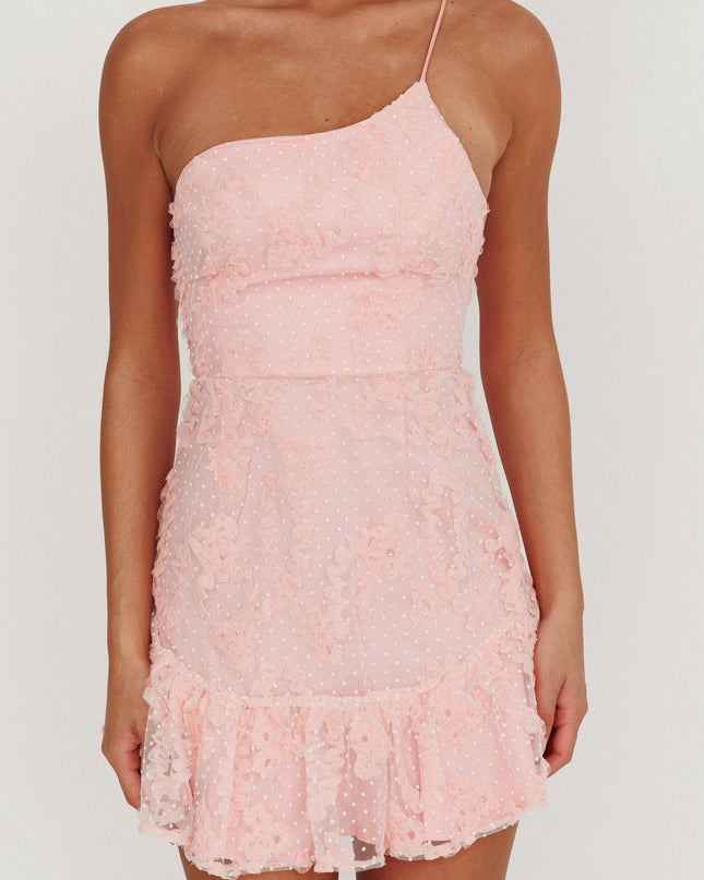 Blush One Shoulder Embellished Dress