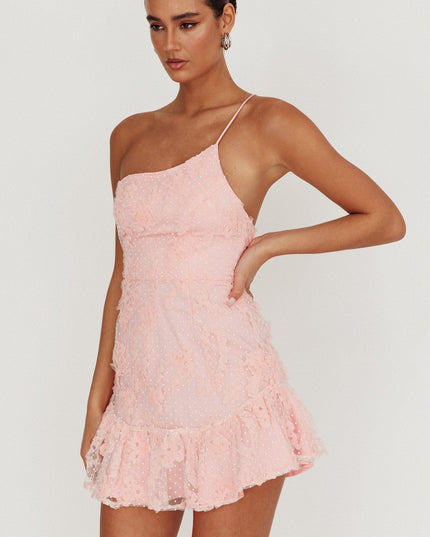 Blush One Shoulder Embellished Dress
