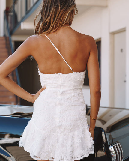 White One Shoulder Embellished Dress