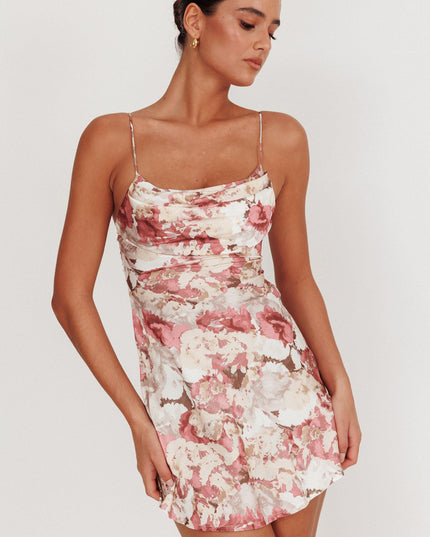 Rose Pleated Mini Dress