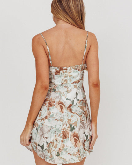 Sage Pleated Mini Dress