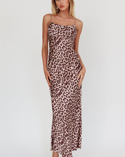 Leopard Pleated Bust Maxi Dress
