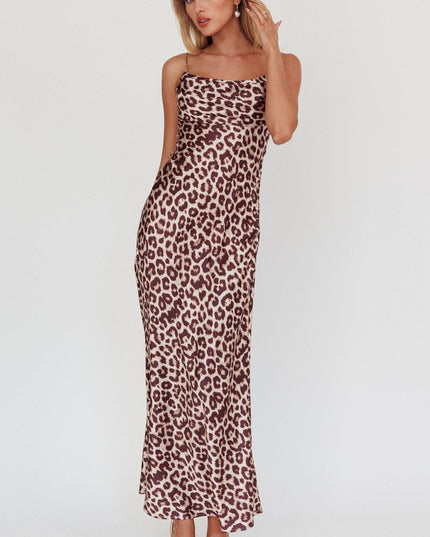 Leopard Pleated Bust Maxi Dress