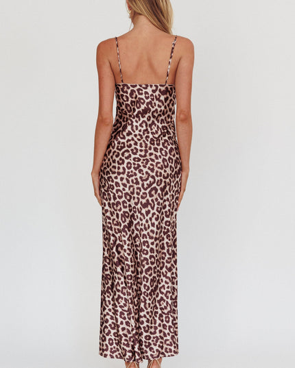 Leopard Pleated Bust Maxi Dress