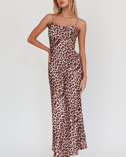 Leopard Pleated Bust Maxi Dress