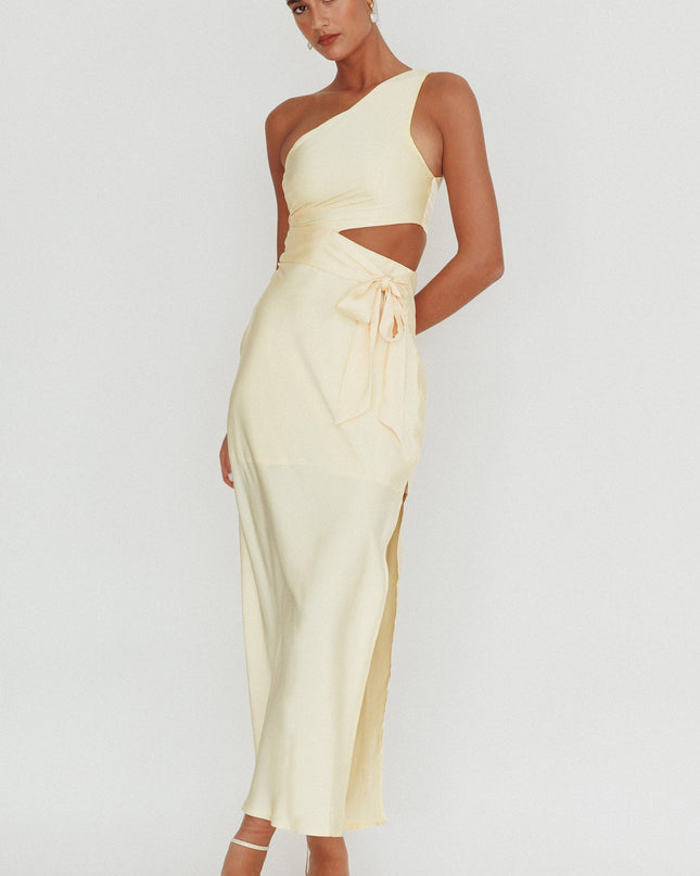 Butter One Shoulder Satin Maxi Dress