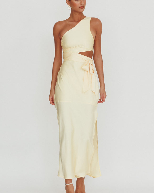 Butter One Shoulder Satin Maxi Dress
