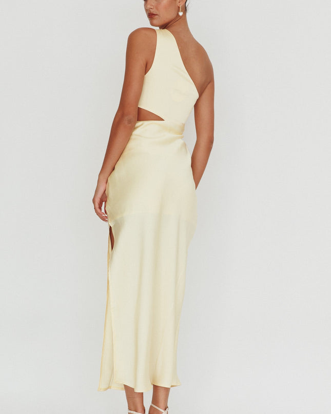 Butter One Shoulder Satin Maxi Dress