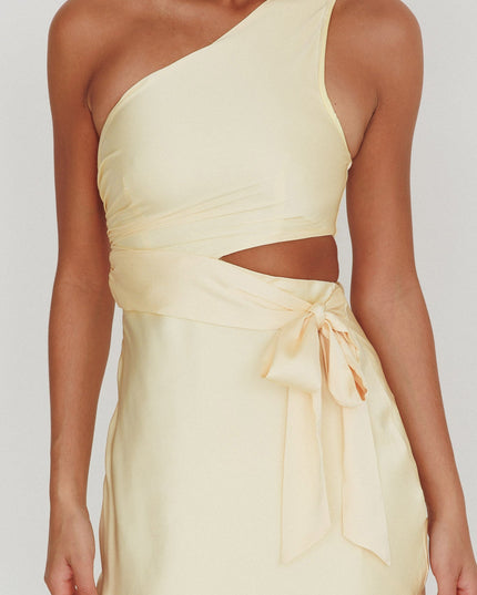 Butter One Shoulder Satin Maxi Dress