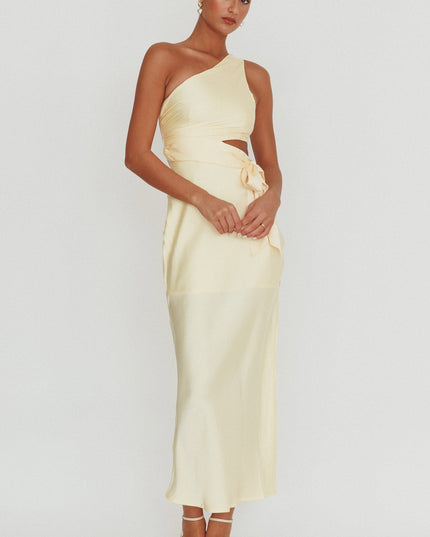 Butter One Shoulder Satin Maxi Dress
