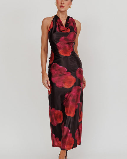 Pink Cowl Neck Maxi Dress