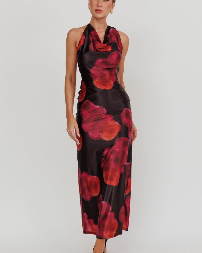 Pink Cowl Neck Maxi Dress