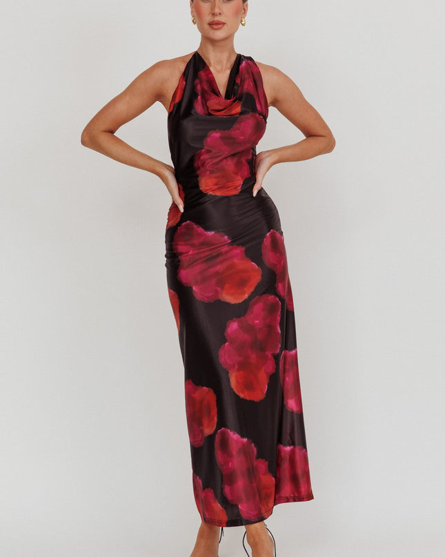 Pink Cowl Neck Maxi Dress