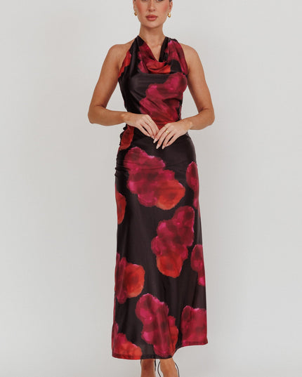 Pink Cowl Neck Maxi Dress