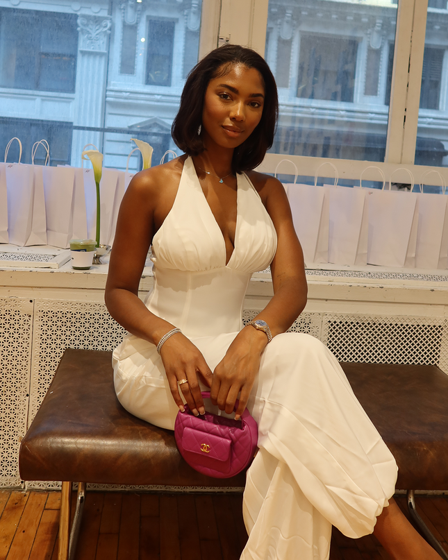 White Plunge Halter Top
