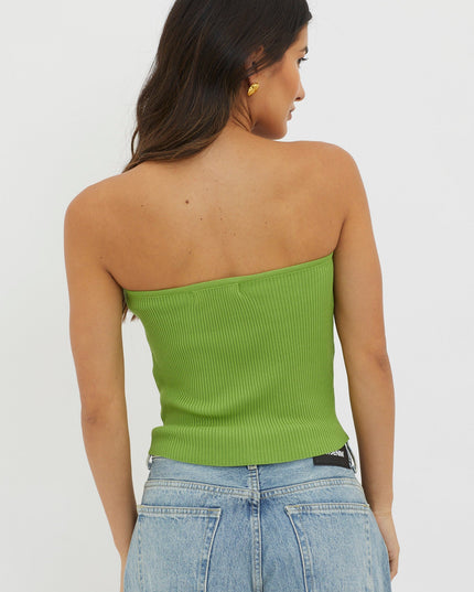 Green Strapless Knit Top