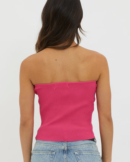 Hot Pink Strapless Knit Top