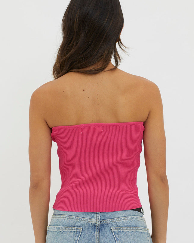 Hot Pink Strapless Knit Top