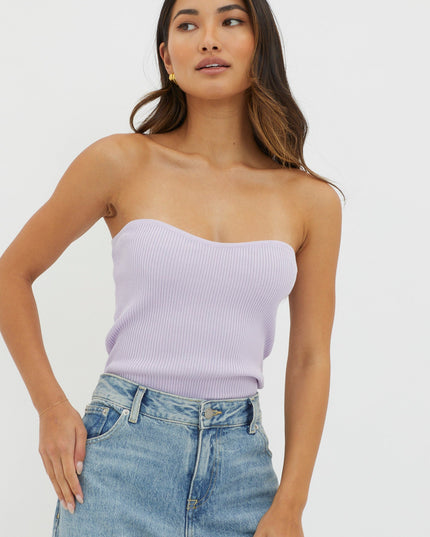 Lilac Strapless Knit Top