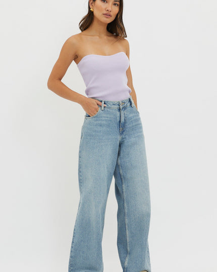 Lilac Strapless Knit Top