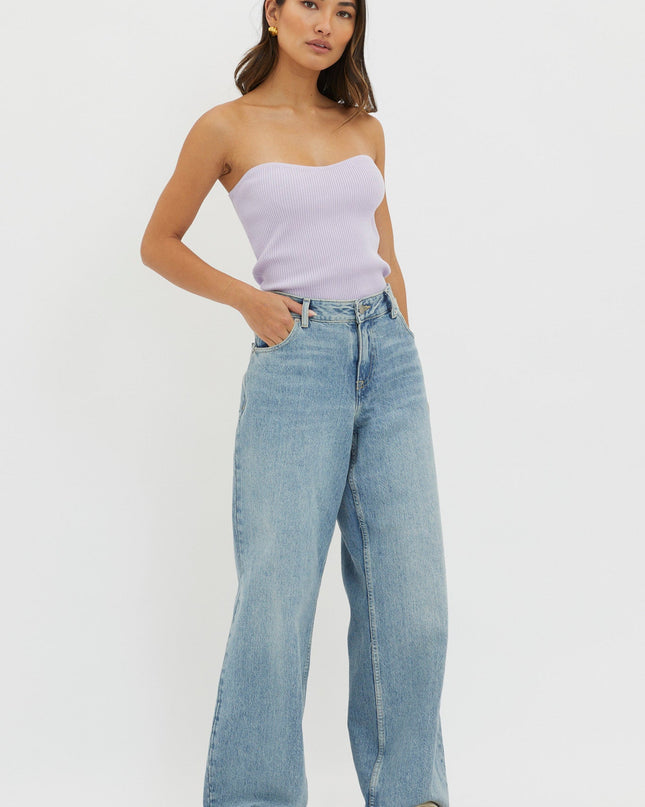 Lilac Strapless Knit Top