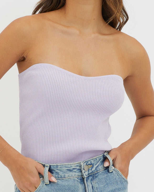 Lilac Strapless Knit Top