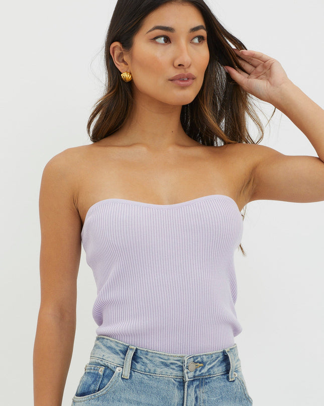 Lilac Strapless Knit Top
