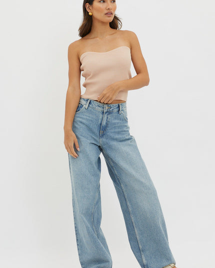Mocha Strapless Knit Top