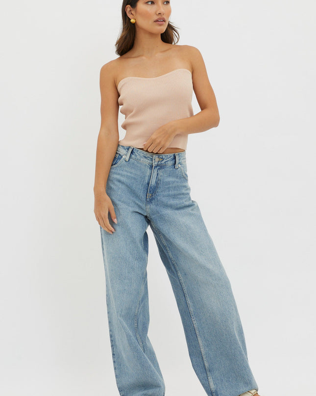 Mocha Strapless Knit Top