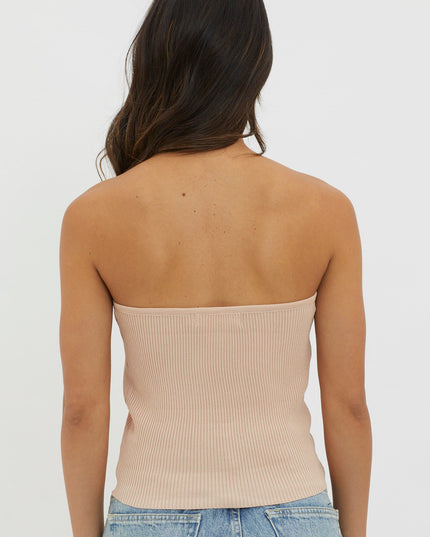 Mocha Strapless Knit Top
